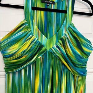 Ellen Tracy Green and Blue Tie Dye Dress. Fun and flirty! Size 10